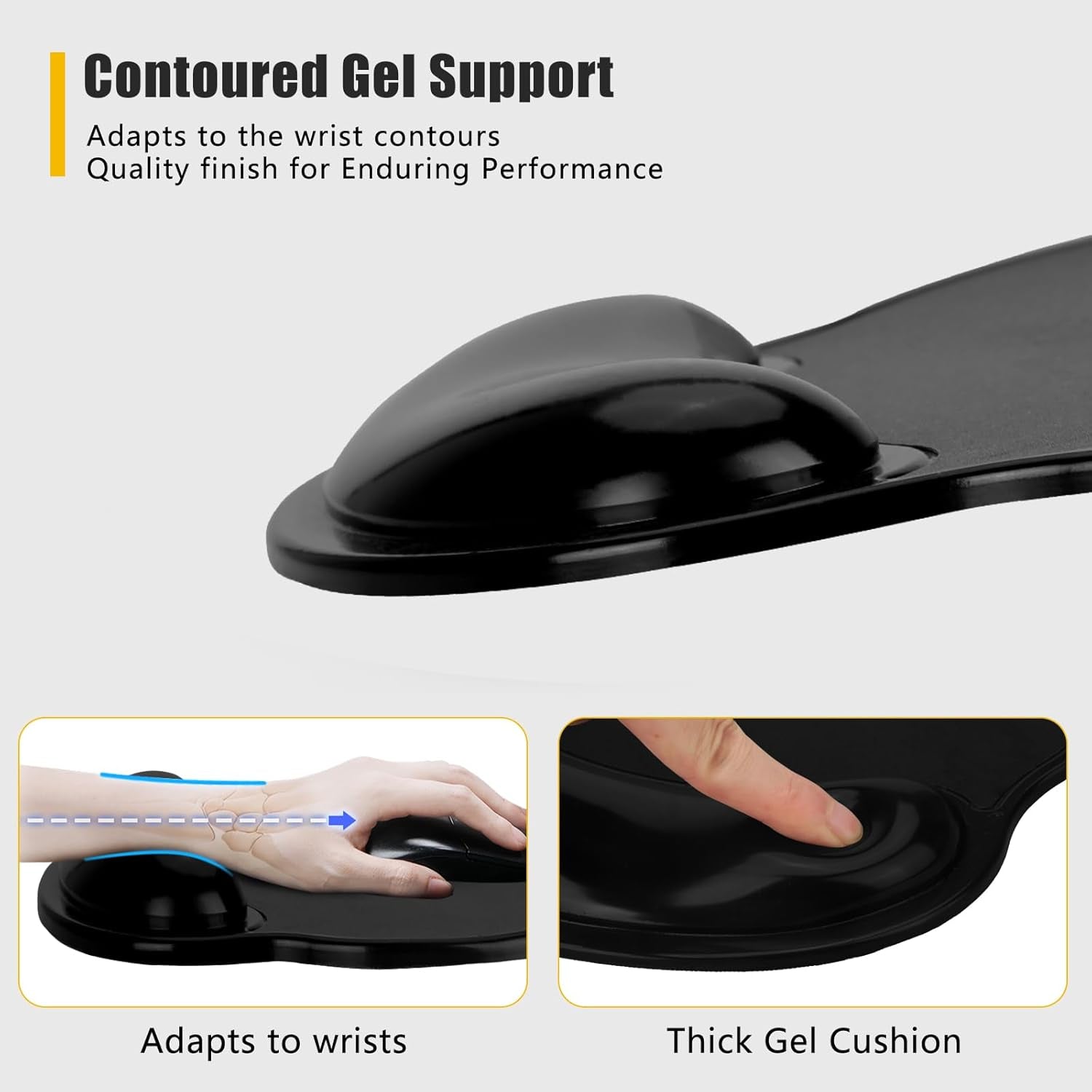 Ergonomic Gel Mouse Pad with Wrist Support – Soft Mouse Pad for Comfort & Pain Relief Gel Mouse Mat Ideal for Office, Gaming & Home (Gel Mouse Pad Black)