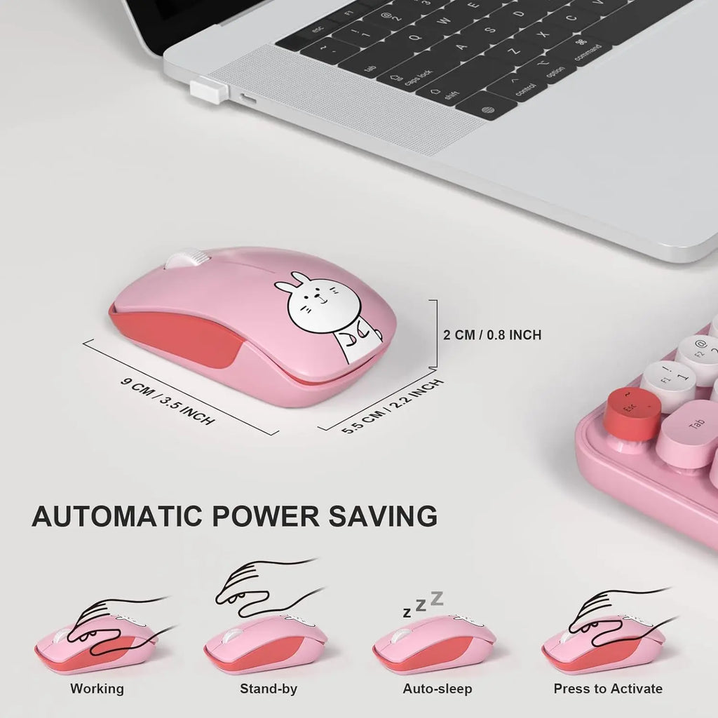2.4G Wireless Silent Keyboard Mouse Combo for Pc/Laptop/Desktop 68 Keys Multimedia Function Cute Keyboard Mouse Set