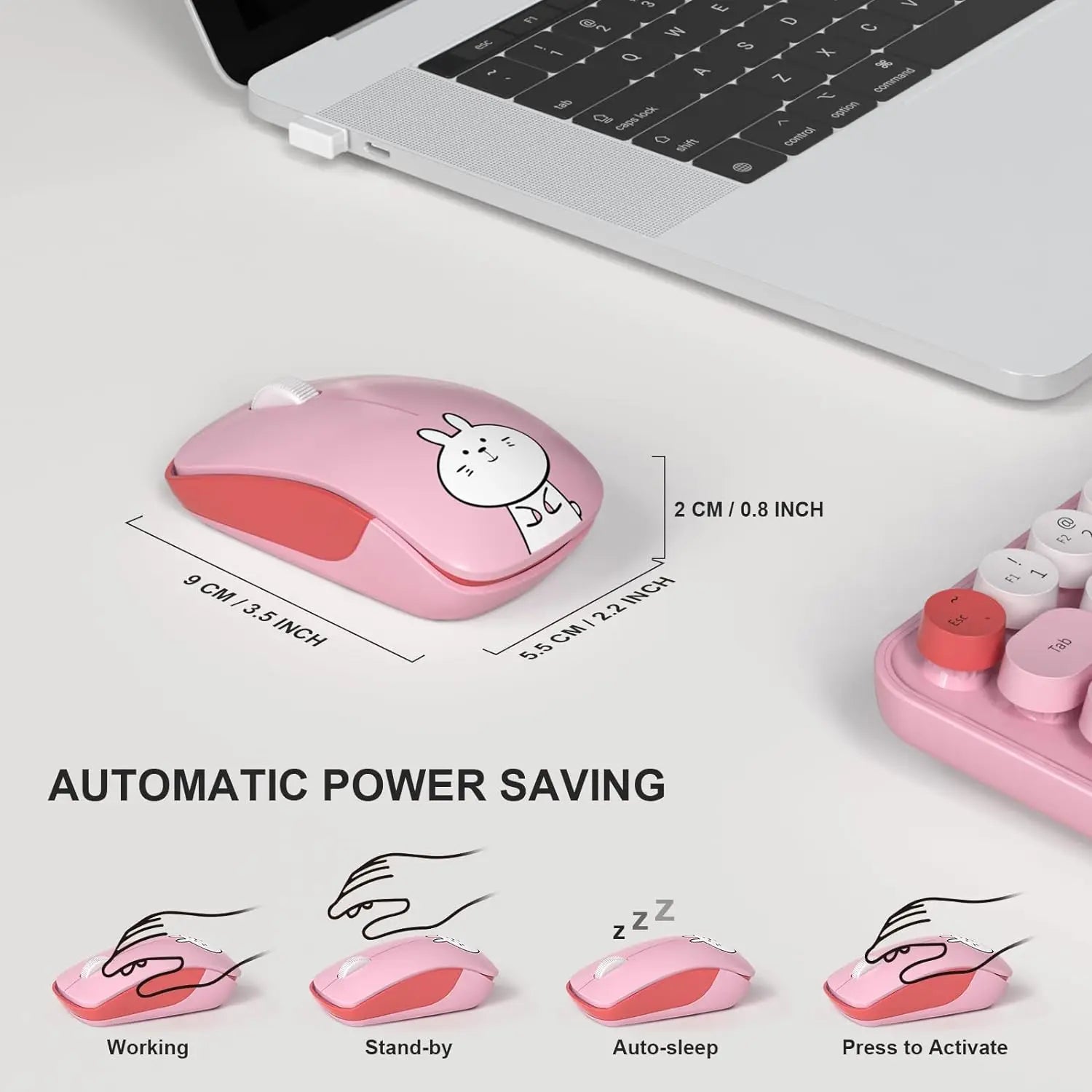 2.4G Wireless Silent Keyboard Mouse Combo for Pc/Laptop/Desktop 68 Keys Multimedia Function Cute Keyboard Mouse Set