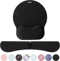 Keyboard Wrist Rest and Mouse Mat Wrist Support, Comfortable Memory Foam Mouse Pad Wrist Support Cushion with Anti-Slip Grip for Office Computer Laptop Working Gaming (Black Combo)