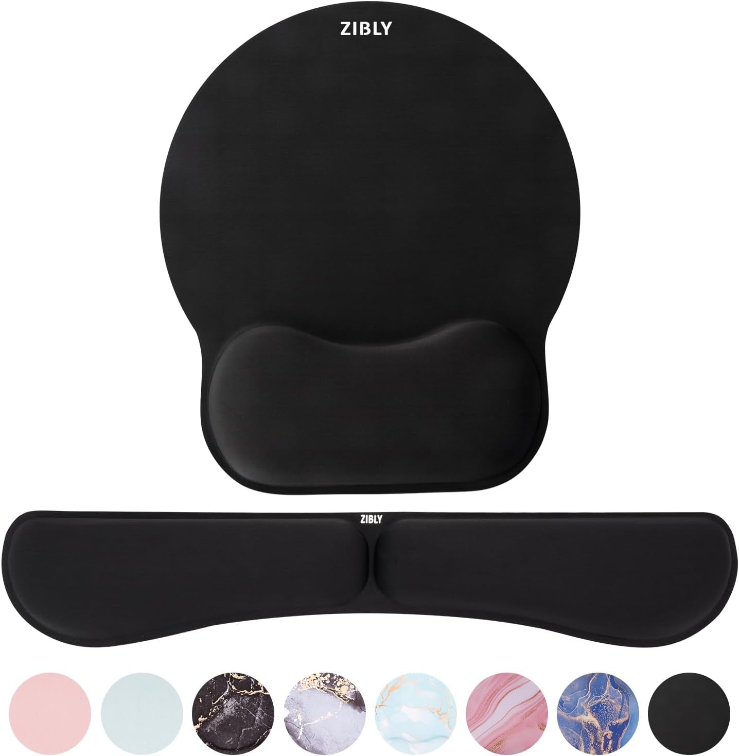 Keyboard Wrist Rest and Mouse Mat Wrist Support, Comfortable Memory Foam Mouse Pad Wrist Support Cushion with Anti-Slip Grip for Office Computer Laptop Working Gaming (Black Combo)