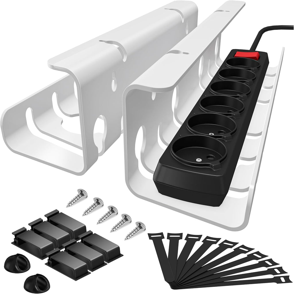 2-Pack under Desk Cable Management Tray, Cable Management Tray, Metal Mesh Cable Management under Desk with Clamp Mount, Cord Organizer for Office/Home Cost-Effective