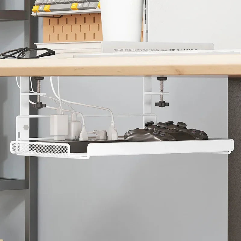 1PCS under Desk Cable Management Tray No Drill Steel Desk Cable Organizers Wire Management Tray Cable Management Rack Shelf