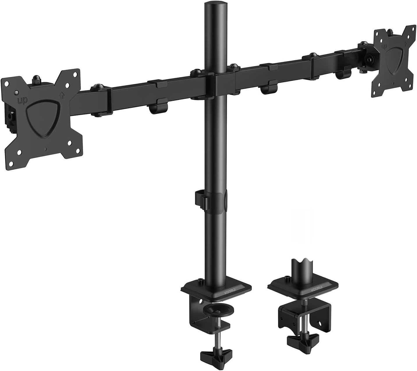 Dual Monitor Stand for 13-27 Inch Holds Screens, Ergonomic Height Adjustable Monitor Arm with Rotate 360°/ Adjustable Tilt ±72°/ Swivel 360°, VESA 75/100Mm